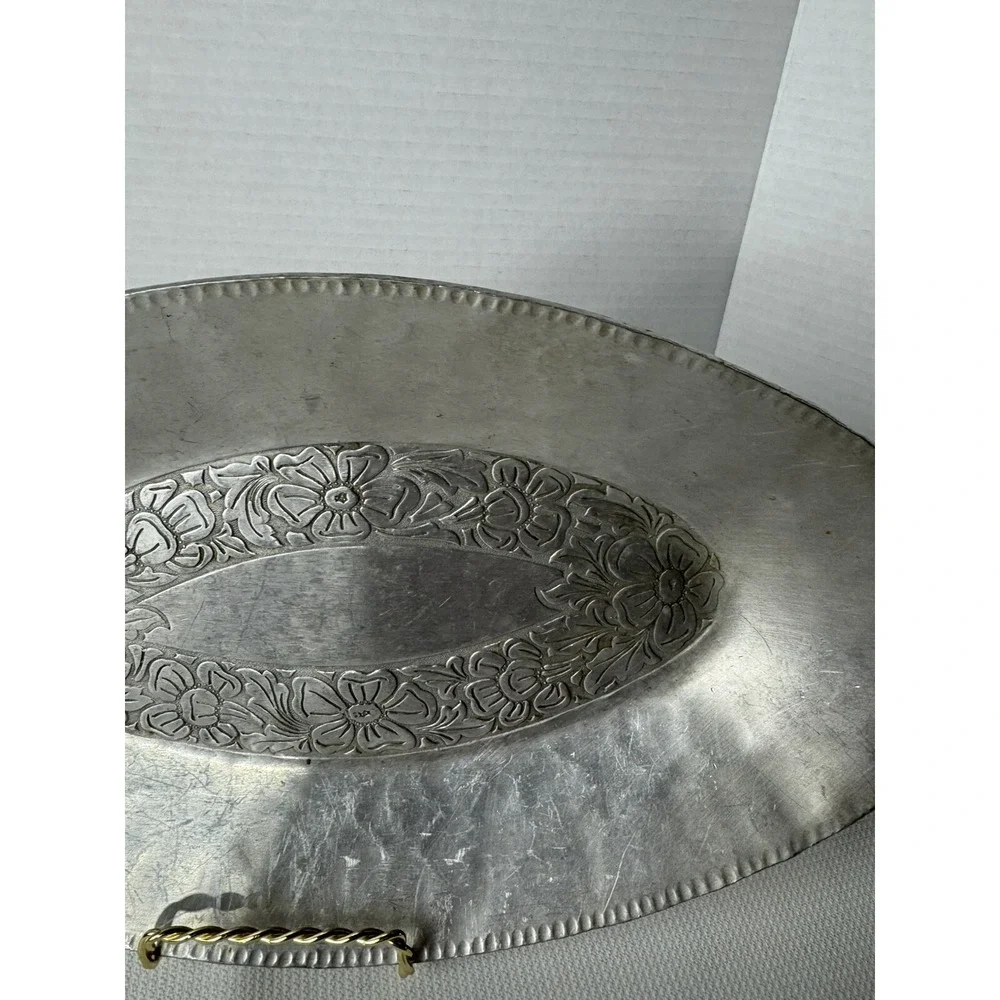 Hand‎ Forged Steel Serving Dish With Flowers